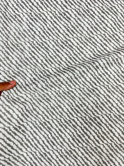 Grey Abstract Stripe Cotton Fabric