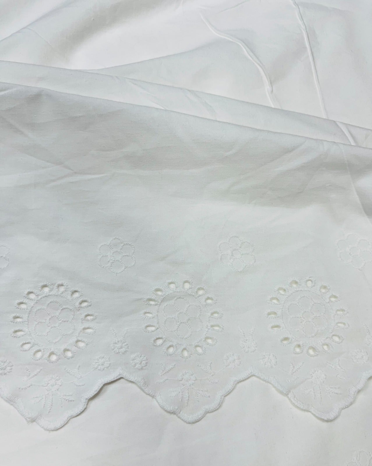 Indigo Blue rinted Cotton Suit Set with White Schiffli Bottom
