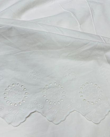 Indigo Blue rinted Cotton Suit Set with White Schiffli Bottom