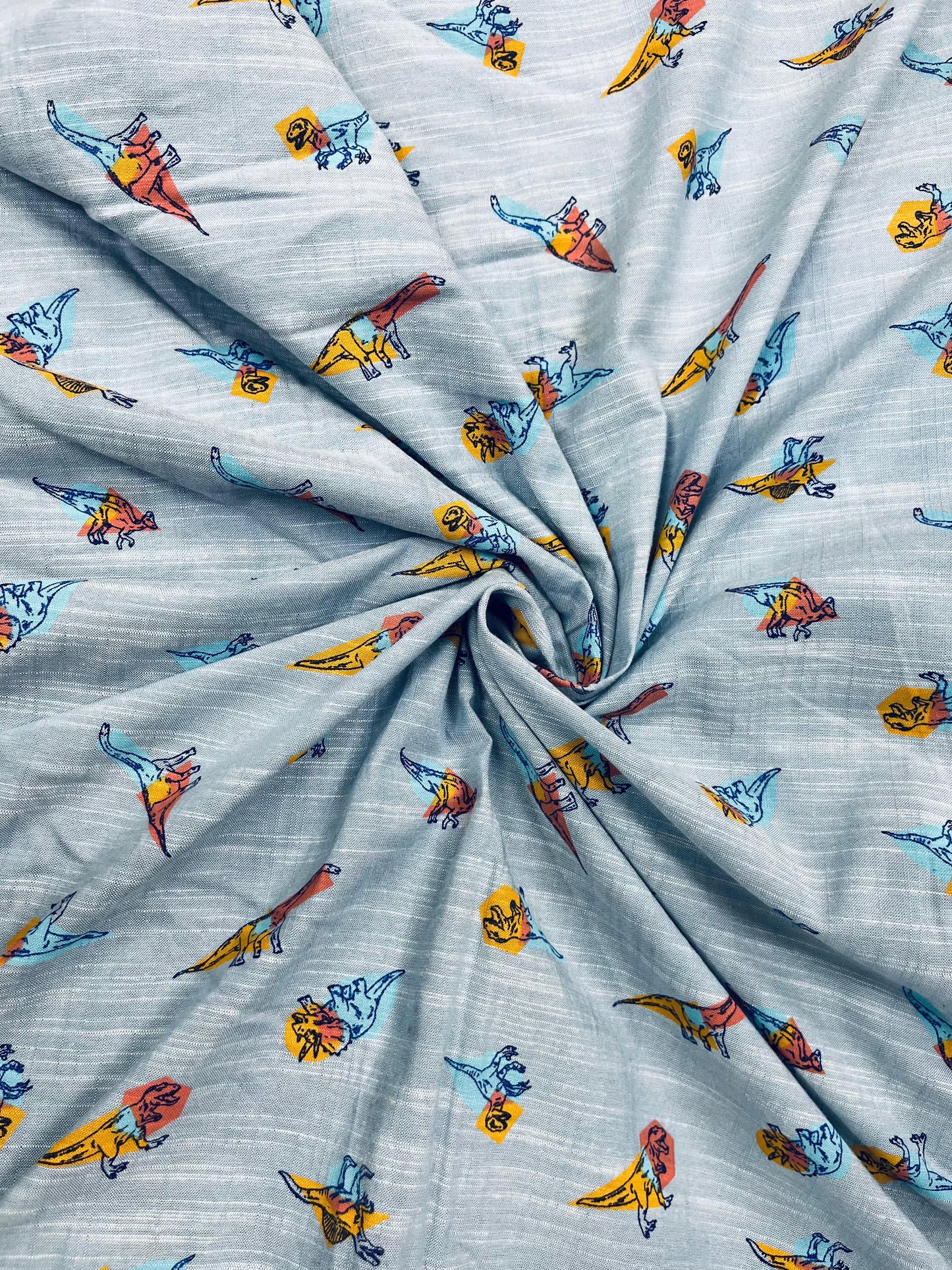 Premium Dinosaur Printed Cotton Denim Fabric 60 Inch Width