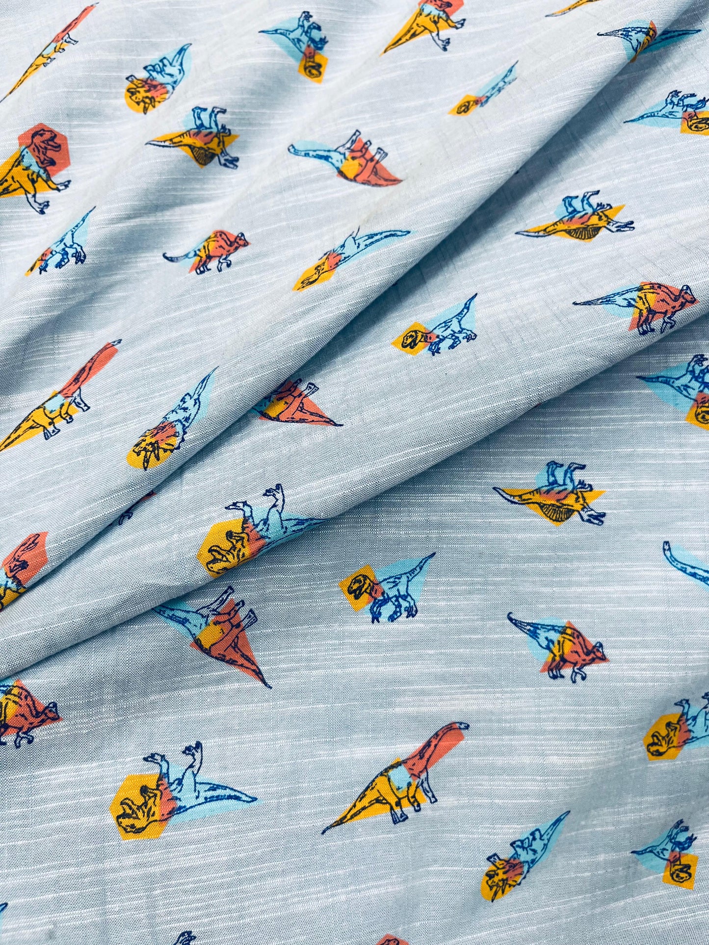 Premium Dinosaur Printed Cotton Denim Fabric 60 Inch Width