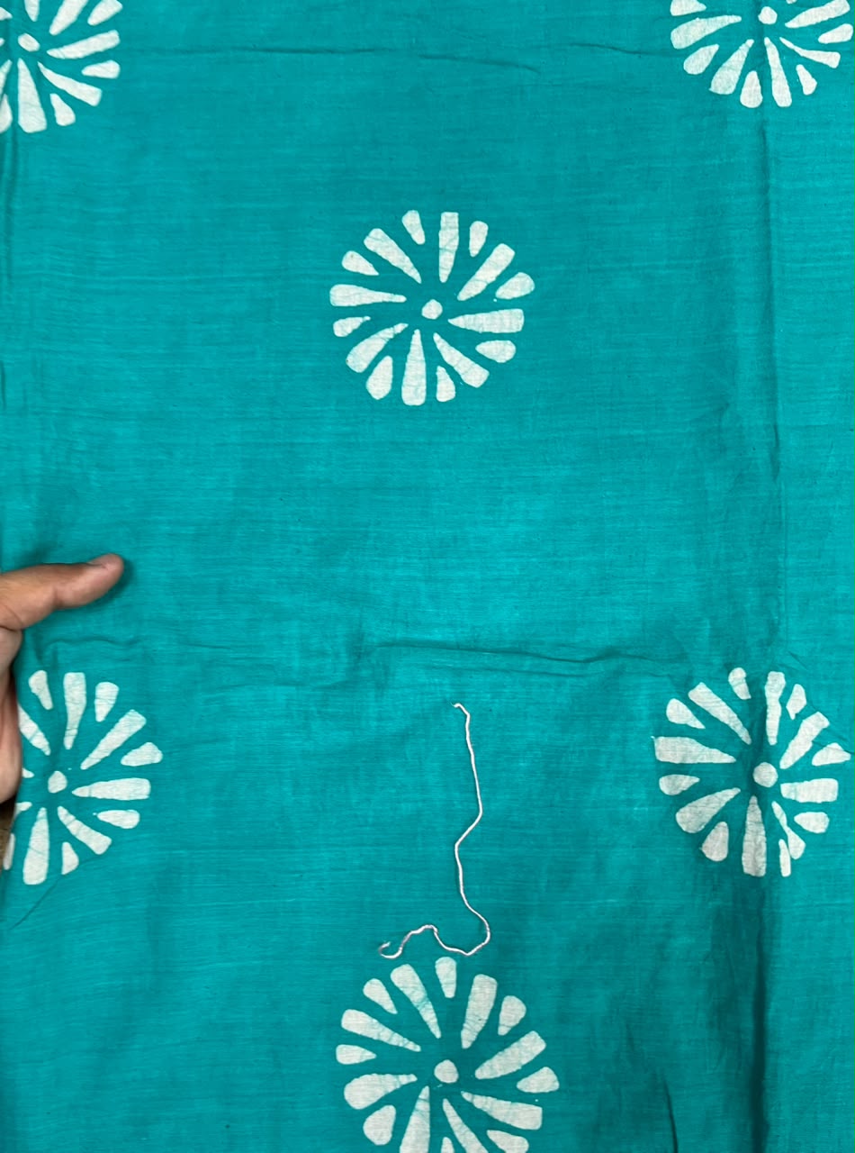 Teal Mul Cotton Handwork Semi-stitched Suit Set with Bottom & Dupatta | 3 Piece Suit Set