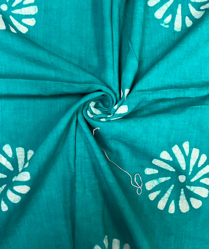 Teal Mul Cotton Handwork Semi-stitched Suit Set with Bottom & Dupatta | 3 Piece Suit Set