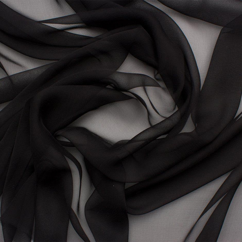 Premium Pure Black Chiffon Dyeable Fabric 44 Inch Width