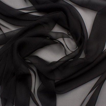 Premium Pure Black Chiffon Dyeable Fabric 44 Inch Width