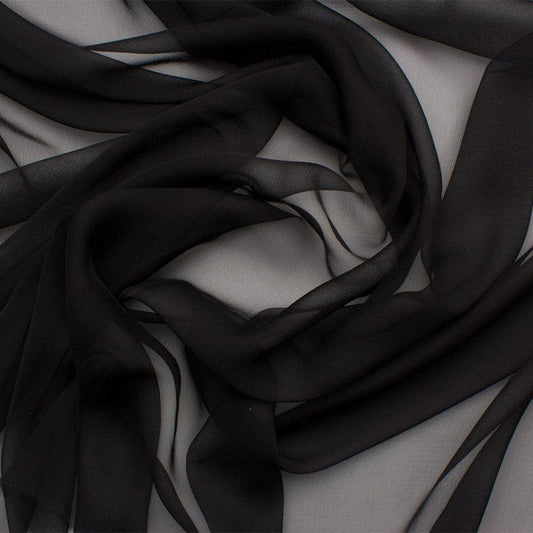 Premium Pure Black Chiffon Dyeable Fabric 44 Inch Width