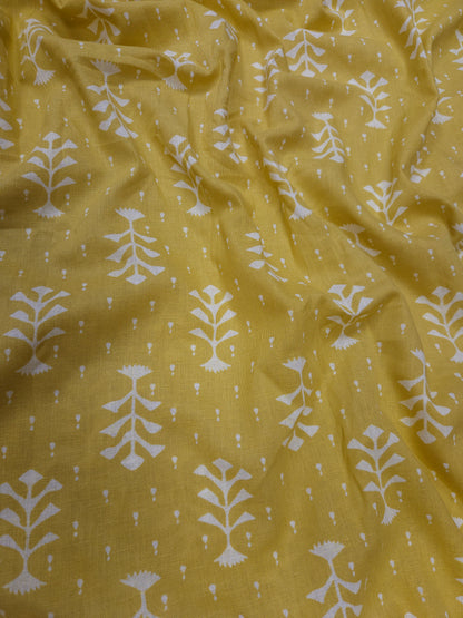 Mustard Yellow Cotton Printed Fabric | 60 Inch Width