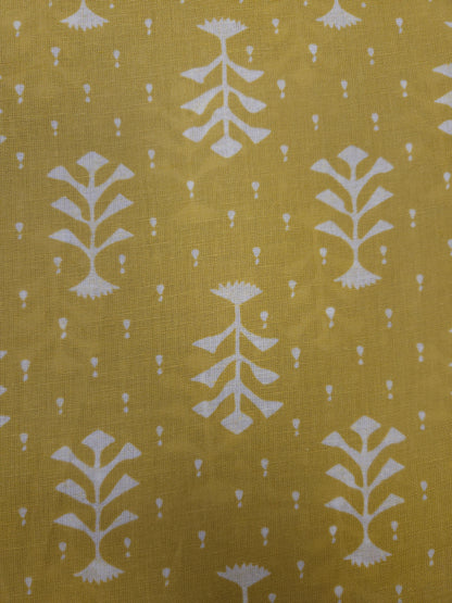 Mustard Yellow Cotton Printed Fabric | 60 Inch Width