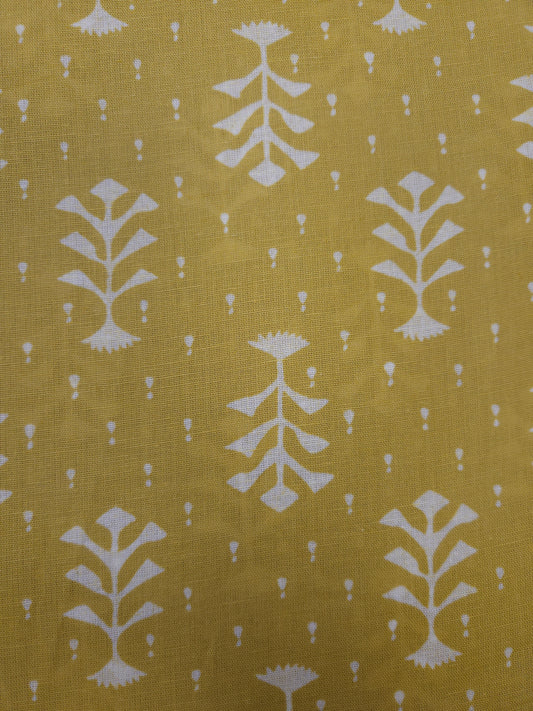 Mustard Yellow Cotton Printed Fabric | 60 Inch Width